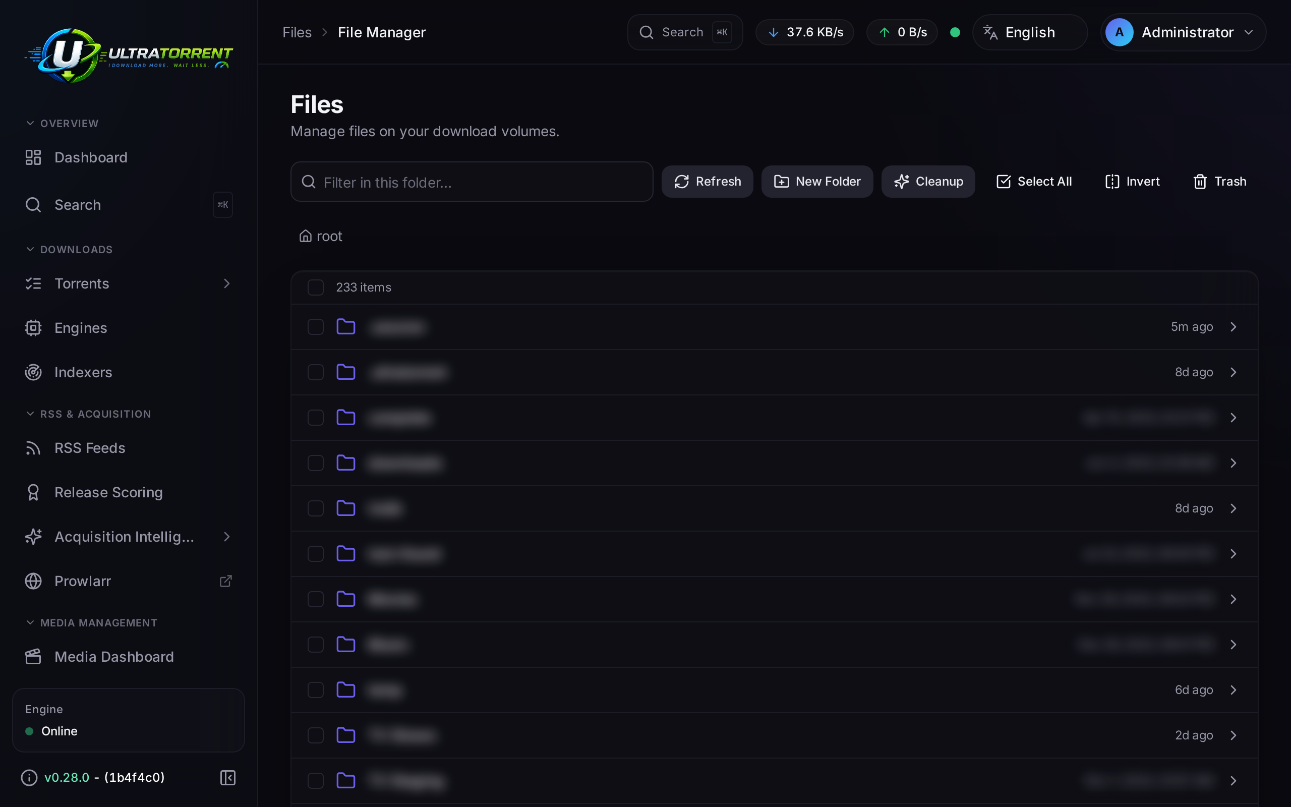 File Manager browsing the downloads root