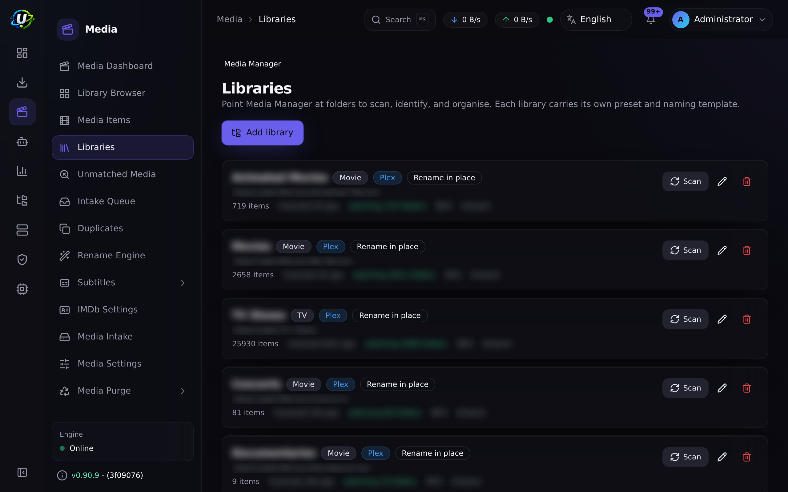 Library scan progress
