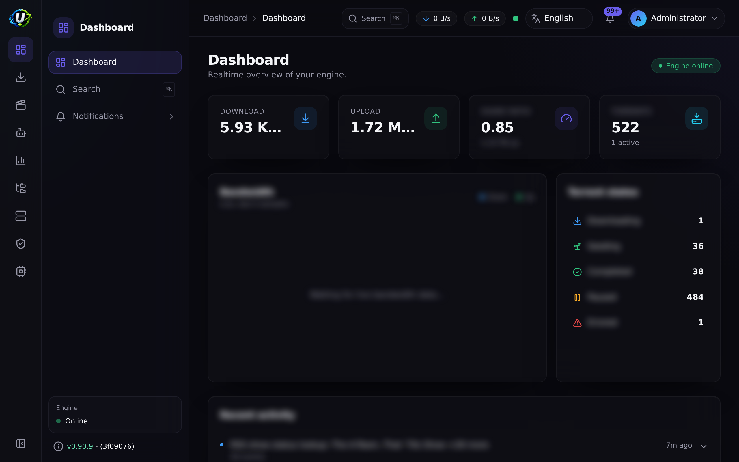 A fully configured UltraTorrent dashboard